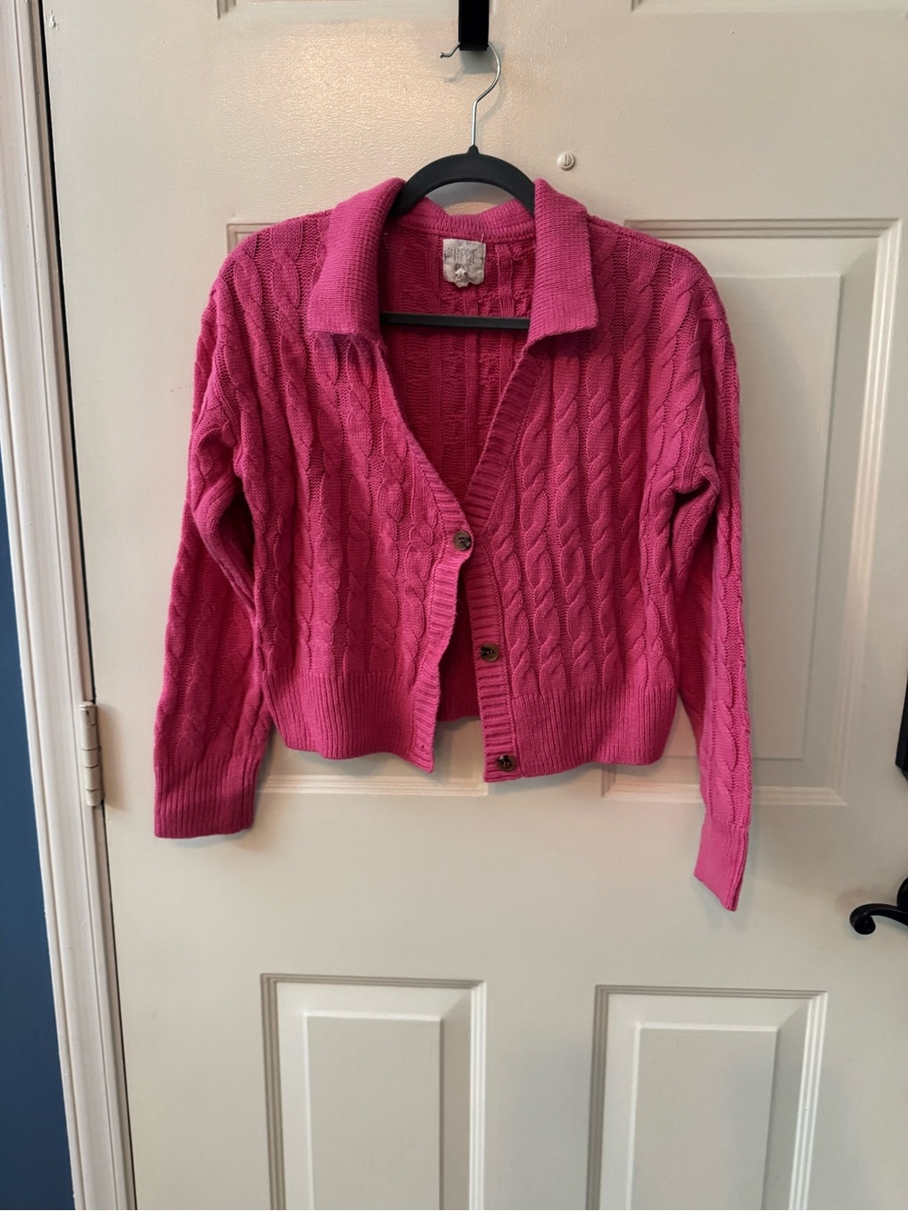 Hippie Rose Pink Cable Knit Button-Up Cardigan